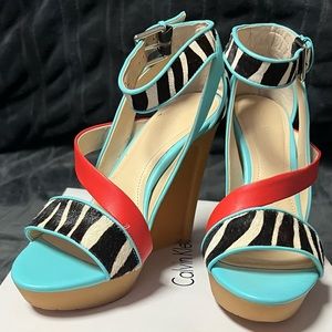 Calvin Klein ‘Dani Zebra’ Haircalf Wedge Heels